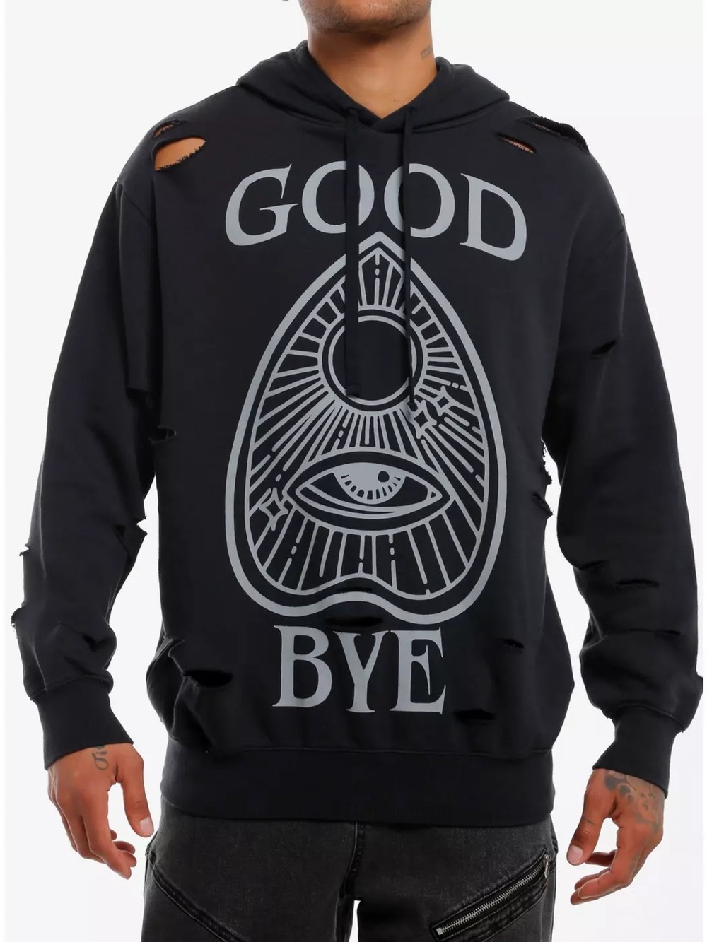 Hot Topic Good Bye Mystic Symbols Distressed Destructed Hoodie XS Ouija Witchy